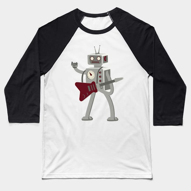 Cartoon robot rocker Baseball T-Shirt by lakokakr